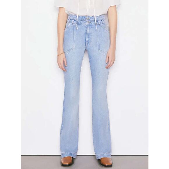 FRAME Double Button Flare Jeans Light Wash – Size 33 NWT - Picture 4 of 8